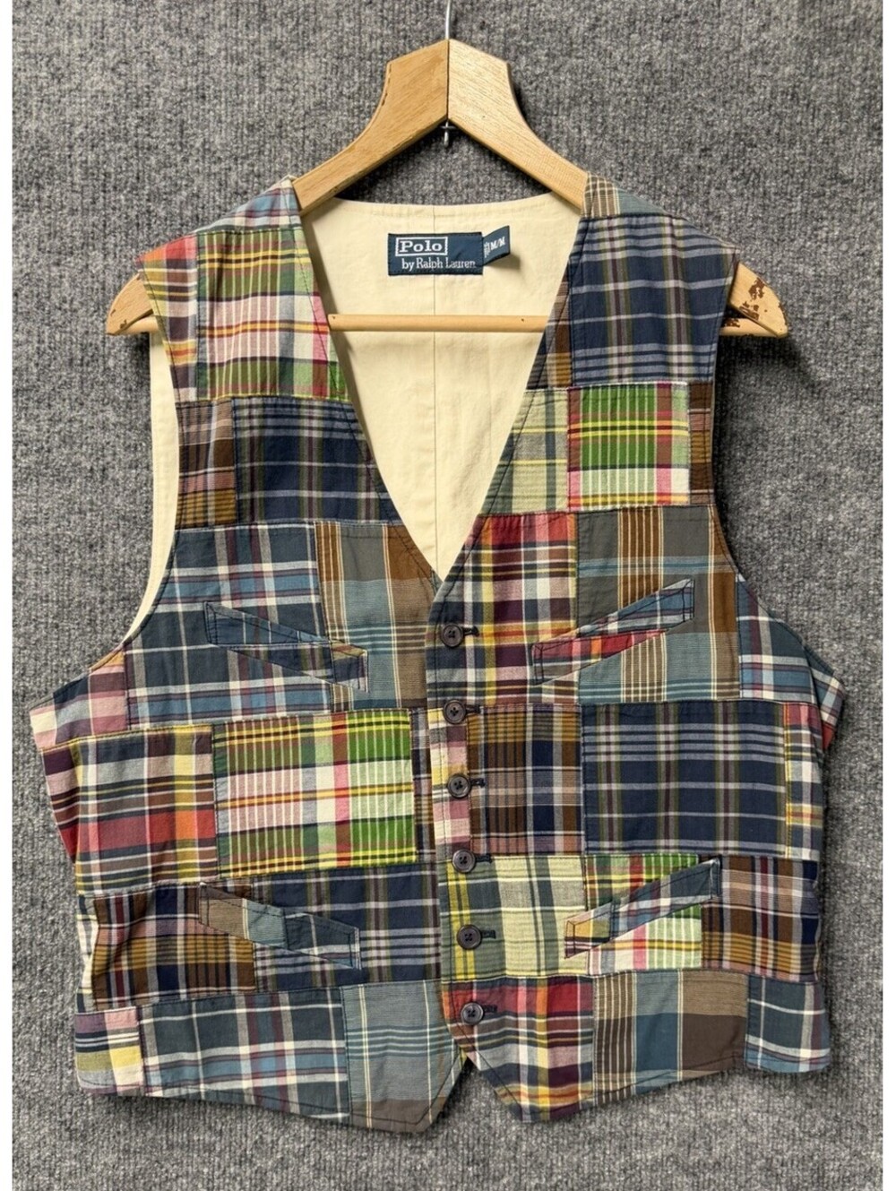 Polo Ralph Lauren India Madras Patchwork Vest Men’s M Cotton So Fresh So Clean🔥